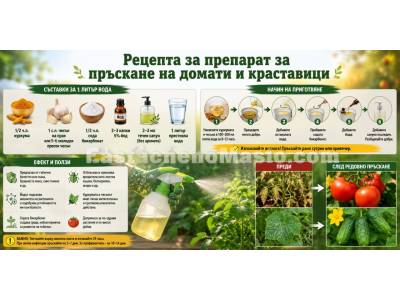 Рецепта за натурален препарат за пръскане на домати и краставици